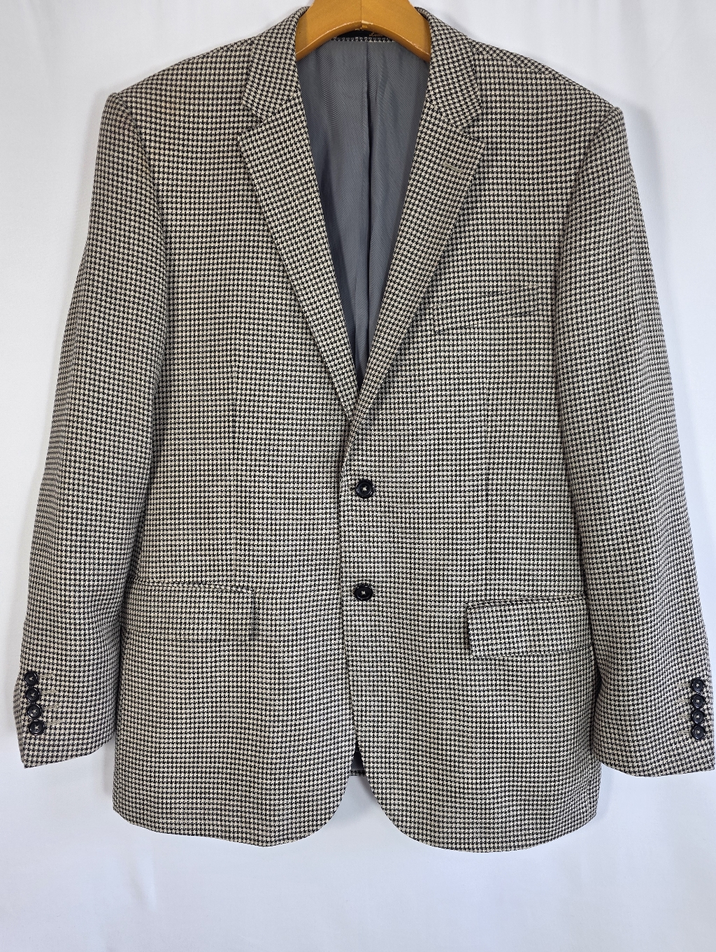 Tiglio Luxe Silk Wool Blazer 42r Houndstooth Sport Coat Mens
